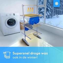 RFWR® Inklapbare Verwarmde Droogtoren met 20 Stangen – Energiezuinig Wasrek voor Binnengebruik – Ruimtebesparend Ontwerp 73x70x147 CM – Veilig voor Kinderen en Huisdieren — thumbnail 2