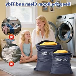 Vouwbare Waterdichte Waszakken voor Vuile Kleding, 2 Stuks, Ideaal voor Sport en Reizen, Met Rits en Ruimte voor Bikinis en Fitnesskleding - Donkerblauw — thumbnail 2