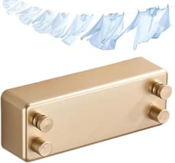 Intrekbare Waslijn - Droogrek Kledingrek - Kleding Drogen - Installatie Zonder Boren - 23 x 65 x 23 cm - Goud — thumbnail 1