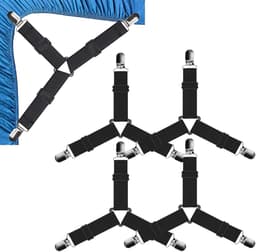 SnelShoppen - Bedlaken Klemmen Set van 4, Verstelbare Spanners voor Bedlakens met Metalen Clips, Elastische Hoek Klemmen voor Stabiliteit en Stevighei — thumbnail 1