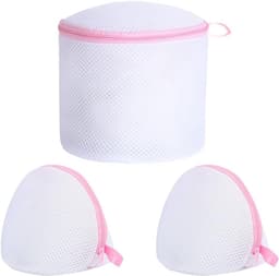 SnelShoppen - 3 Stuks Bh Waszakken, Herbruikbare Waszak voor Bh's, Ondergoed en Sokken, Mesh Waszak met Rits, Bescherming voor de Wasmachine, Roze — thumbnail 1