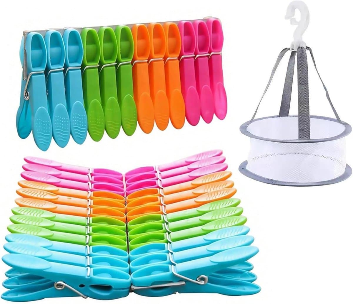 Dailygoods- Wasknijpers Set 48 Stuks - Windbestendige Wasknijpers - Knijperzak - Kleine Wasknijpers - Kledingknijpers - Geschikt voor Camping - Knijpers — afbeelding 1