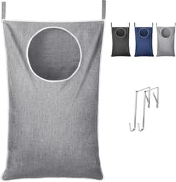 Over Door Laundry Hamper, Grote Inklapbare Hangende Wasmand, Hangende Wasmand Tas voor Badkamer Slaapkamer Vuile Kleren Opberg Organisatie, Licht Grijs, 1 Pak — thumbnail 1