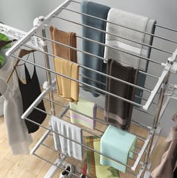 MEUNIQ Droogtoren 142 x 55 x 152 cm met 3 niveaus, inklapbaar droogrek met 6 wielen en verstelbare zijvleugels, vrijstaand wasrek voor binnen en buiten, wit — thumbnail 2