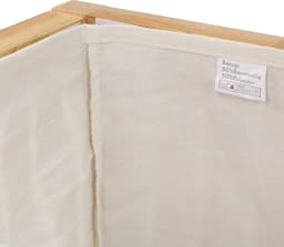 badkamer bankje met wasmand, 100 l, HBD 50x100x38 cm, hout en stof, badkamerkruk met opbergruimte, naturel/wit — thumbnail 3