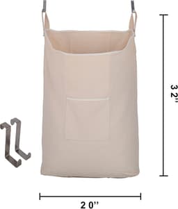 wasmand, deur opknoping waszak met haken (beige, 65 liter) — thumbnail 4