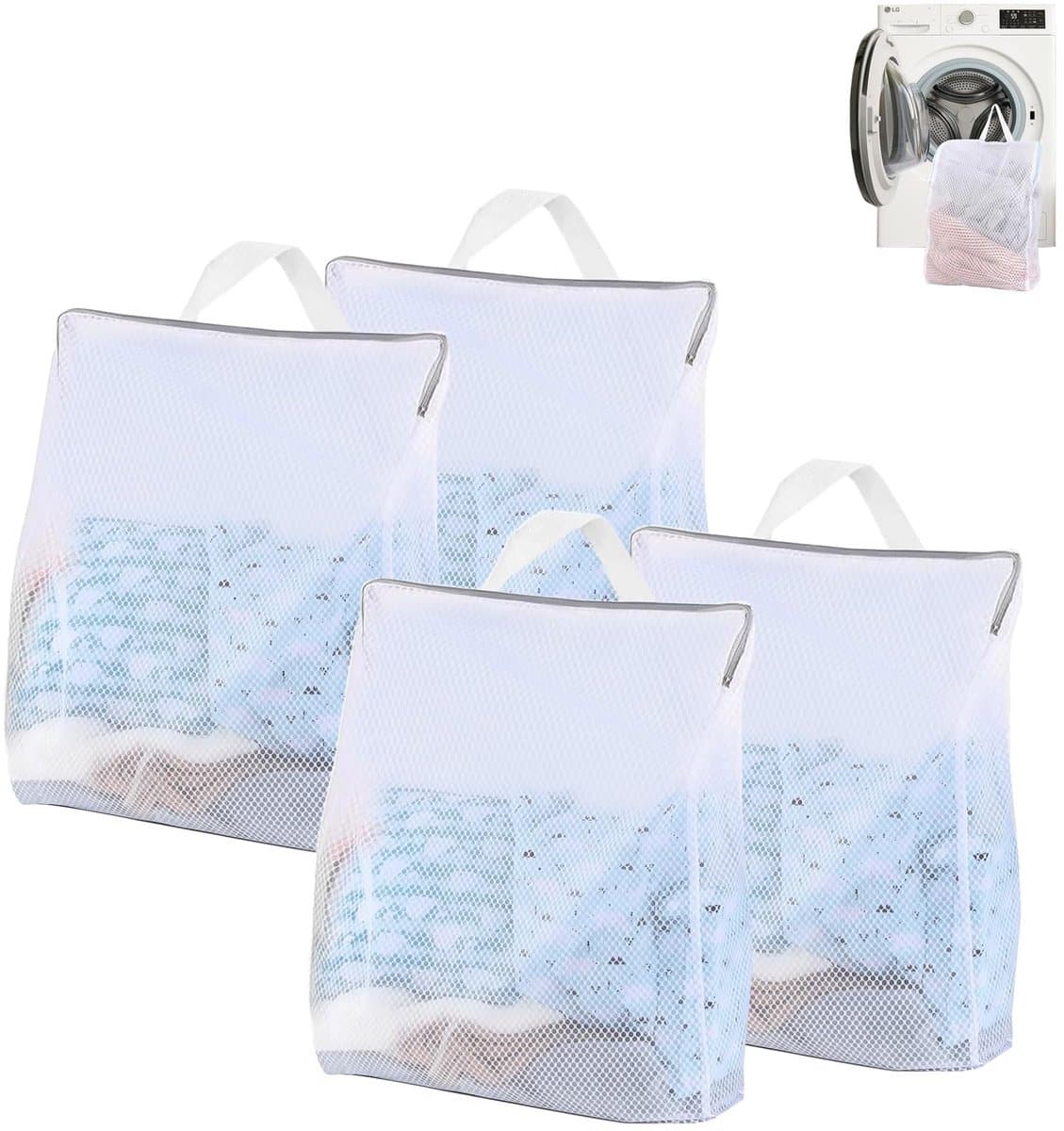 Wasnetten, reiswaszak met handvat, herbruikbare waszak, voor ondergoed, sokken, zijden overhemden en andere kleding (50 x 60 x 14 cm) — afbeelding 1