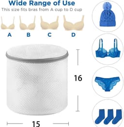 Set van 4 beha-waszakken voor de wasmachine, 18 cm x 20 cm, beha-wasnet met verborgen ritssluiting, herbruikbaar voor de wasmachine — thumbnail 4