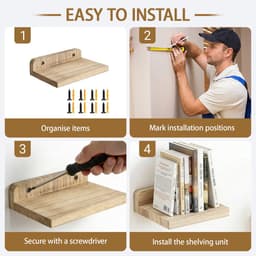 wandrek, 4 stuks, klein zwevend rek voor aan de muur, mini-rek voor badkamer en woonkamer, decoratieve wandplanken, badkamer voor cosmetica, specerijen — thumbnail 2