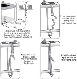 SnelShoppen - Set van 4 Grondankers voor Trampoline, Vloerbevestiging, Gegalvaniseerd en Roestvrij Staal, 4 Robuuste Straps voor Tuin, Camping, Schomm — thumbnail 2
