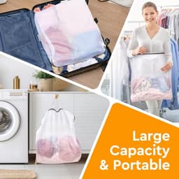 SnelShoppen - 4 Stuks Waszakken met Handvatten 50x60cm, Netwaszak voor Ondergoed, BH's, Sokken en Tights - Reiswaszakken voor Thuis en Op Reis — thumbnail 5