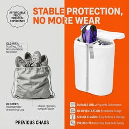 Waszak voor Schoenen, Herbruikbare Waszak met Rits voor Sneakers en Trainers, 360° Reiniging, Bescherming voor Wasmachine en Schoenen, Waterdoorlatend en Antideformatie — thumbnail 4