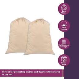 Thijox - Waszak set van 2 - 71 x 91 cm, 100% katoen, duurzame wasverzamelzak met trekkoord - 75 l extra grote opvouwbare waszak voor thuis, camping en — thumbnail 2