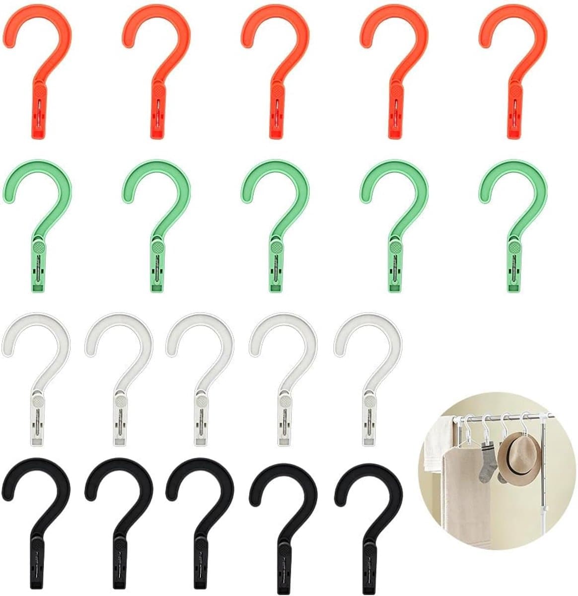 Thijox - Antislip Hanger Clips - 20 Stuks Washaken - Draagbare Antislip Plastic Hangers - Grote Wasknijpers voor Kleding, Hoeden, Handdoeken, Sokken - — afbeelding 1