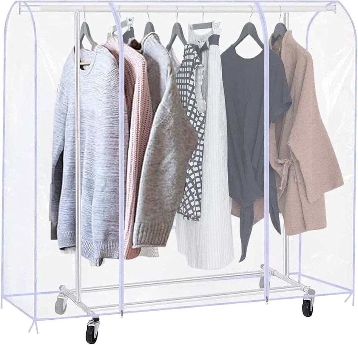 Kledingstand met Transparante Beschermhoes van 180 cm, Waterdicht en Beschermt Kleding tegen Zon en Stof — afbeelding 1