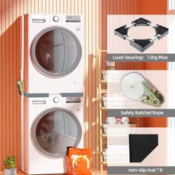 Universele Stapelset - Wasmachine Droger - Ruimte Besparen - Verstelbaar Frame - 46-70 cm - Wit — thumbnail 2