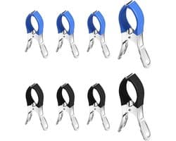 Grote Wasknijpers - Handdoek Clips - Kleding Drogen - Roestvrij Staal - 12 cm - Blauw Zwart