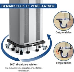 Wasmachine verhoger - Zwart - 54,5-67 cm verstelbaar - Roestvrijstalen Onderstel met Wielen en Poten - Voor Zware Huishoudelijke Apparaten — thumbnail 4