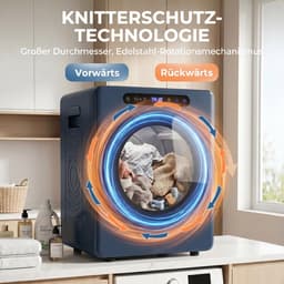 ECTEATOY® Wasdroger 5 kg - Luchtafvoerdroger met RVS Trommel - 1000W - Vrijstaand & Stapelbaar - Timer & Kinderslot - Blauw — thumbnail 4