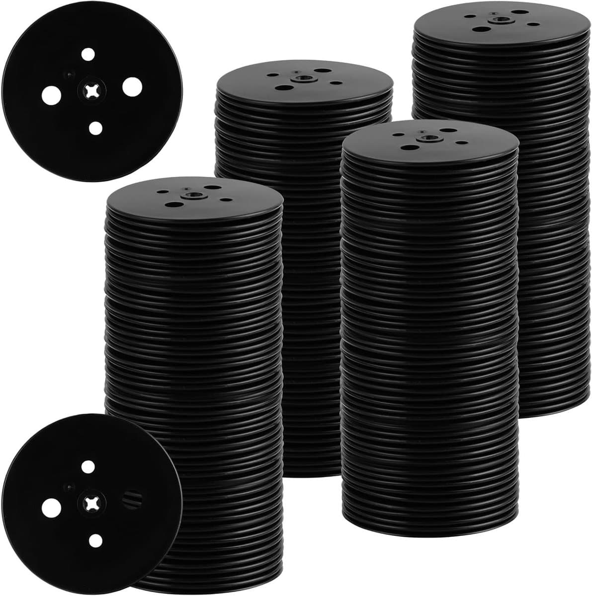 200 Pcs Buffer Discs voor Grondankers - Zwarte Plastic Bufferplaten voor Tuin, Boerderij en Landschapsarchitectuur — afbeelding 1