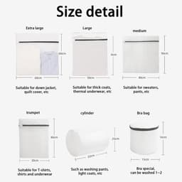 Set van 6 Herbruikbare Wasnetten met Rits voor de Wasmachine, Duurzame Mesh Tassen voor Kleding, Ondergoed en Sokken — thumbnail 5