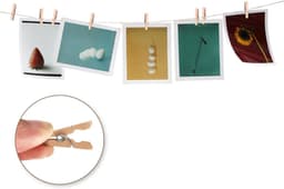 Houten knijpers 120 stuks 2.5 x 0.3 cm met 10 m touw, kleine clips voor foto's, kaarten en feestdecoraties — thumbnail 2