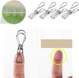 Metalen wasknijpers - 100 stuks - Opberghaken - Windbestendige enkele clip - Multifunctionele veerklem - Roestbestendig en stevig - Geschikt voor het vastklemmen van kaarten of foto's - 5,7 cm draadklem - Roestvrij staal — thumbnail 4
