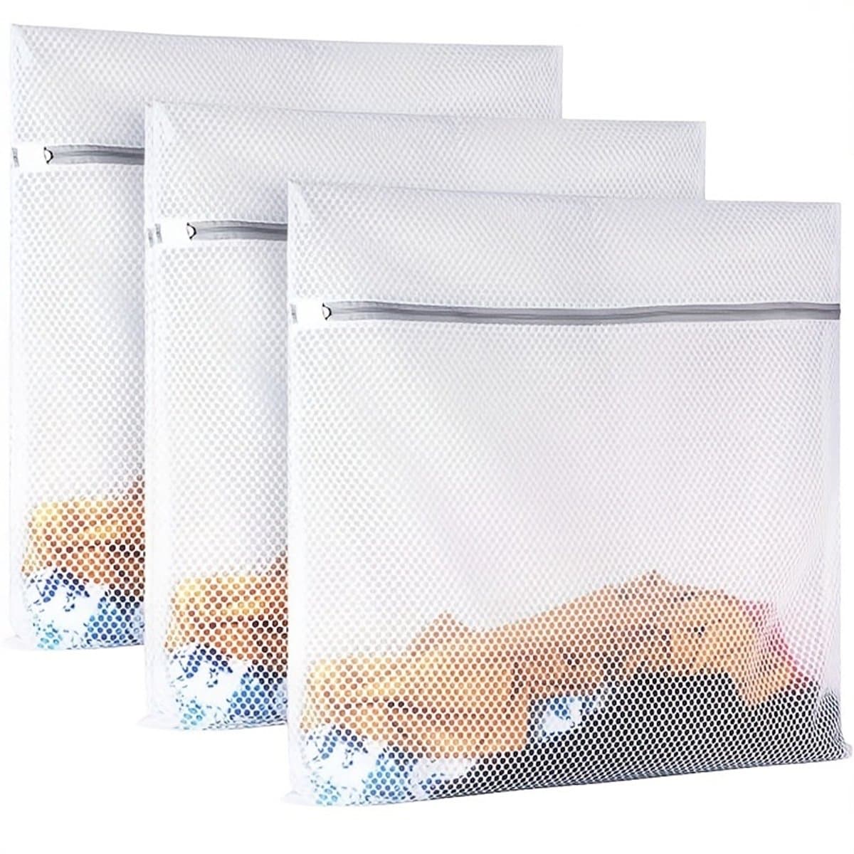 3pcsEen set waszakken van honingraatgaas, geschikt voor het opbergen van kwetsbare kledingstukken en voor gebruik als machinewasbare zakken voor ondergoed,60x60cm — afbeelding 1