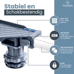 VanDijck Wasmachine Verhoger - 4 Wielen 4 Poten - Verstelbaar 56-91 cm - Max 400 kg — thumbnail 2