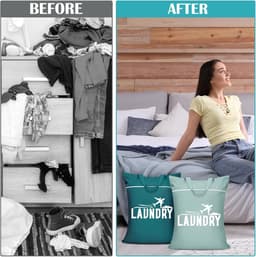 SnelShoppen - 2 grote waterdichte waszakken met handvat - wasbare reiszakken voor vuile of natte kleding - ideaal voor op reis, sport, zwembad, studen — thumbnail 5