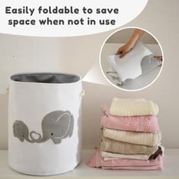 SnelShoppen - Baby wasmand voor kinderkamer 58L - Extra grote grijze opbergmand met ritssluiting voor speelgoed, kinderspeelgoed, was en cadeau - Idea — thumbnail 2