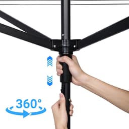 Droogmolen Buiten - Waslijn Tuin - Kleding Drogen - Voorgemonteerd - 60 Meter - Zwart — thumbnail 3