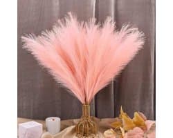 30 stuks droogbloemen roze, natuurlijk kunstpampasgras, decoratief pampasgras, wollig, pampasgras, kunstdroogbloemen, decoratie, boho voor bruiloft en woondecoratie (donkerroze)