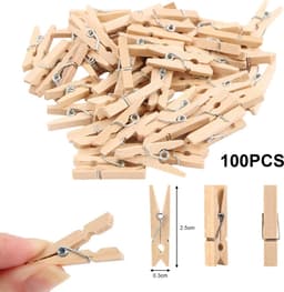 100 Stuks Mini Houten Wasknijpers – Natuurlijke Decoratieve Knijpers voor Foto’s, DIY Knutselen, Fotomuur, Kaarten & Decoratie — thumbnail 2