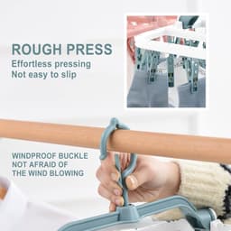 Droogrek,Biluer 1PCS Clips Droogrek Plastic 40 Peg Opvouwbare Indoor Sok Droger Wind-proof Kleerhanger Rack Opknopende Droger voor Sokken Ondergoed Schoen Inlegzolen Baby Kleding Handschoenen (Wit+Blauw) — thumbnail 5