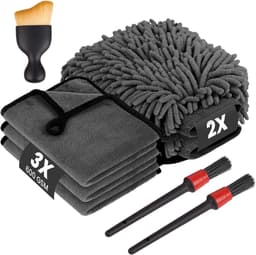 flintronic 8-delig Auto-reinigingsset, Autowashandschoenen, 600 GSM Microvezel Autowashandschoenen, 3 Microvezel Washandschoenen, 2 Microvezeldoeken voor Auto's met 2 Detail en 1 Schoonheidsborstel — thumbnail 5
