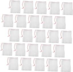 Nettas met trekkoord - Beschermzak fruit - Fruit beschermen - Ademend nylon materiaal - 10x15 cm - Wit — thumbnail 1