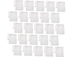 Nettas met trekkoord - Beschermzak fruit - Fruit beschermen - Ademend nylon materiaal - 10x15 cm - Wit