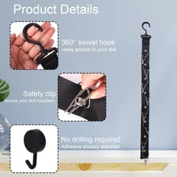 Dailygoods- Poppen Organizer 66 cm - Hangende Knuffeldierketting - 8 Metalen Clips - 2 Extra Haken - Stof/Plastic - Voor Organiseren Speelgoed - Knuffelorganizer — thumbnail 2
