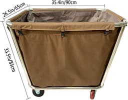 Wasmand op wielen - Linnenkar - Wassen organiseren - Afneembare zak - 400 l - Bruin — thumbnail 3