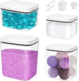Dailygoods- Wasmiddelopslag 4 Stuks - Plastic Opbergdoos - Maatbekers - 5,5/2,8/2/1,2 l Capaciteit - Organisatie voor Wasmiddel - Wasparfum Opslag - Wasmiddelcontainer — thumbnail 1