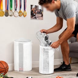 Dailygoods - 2 stuks schoenenwasmachinezakken voor droger en wasmachine, zachte vezels, 360° reiniging, herbruikbare waszak voor sneakers en tennisschoenen (wit) — thumbnail 3