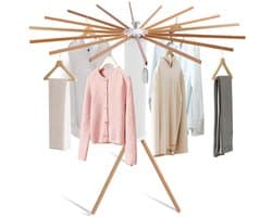 Dailygoods- Droogrek Opvouwbaar - Kledingrek met 16 Staven - Max. Capaciteit 40 Kg - Flexibele Ruimte 121 x 112 cm - Handige Opslag - Compact 70 x 18 x 16 cm