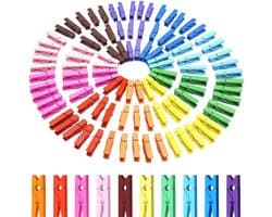 Dailygoods- Wasknijpers 100 Stuks - Kleine Houten Wasknijpers - Kleurrijke Mini-Klemmen - Voor Foto's/Ansichtkaarten - Decoratie/Huisdecoratie
