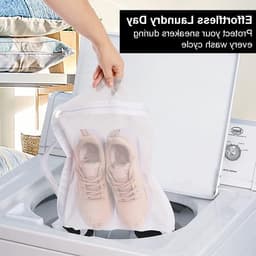 Set van 2 Waszakken voor Schoenen, Duurzaam Mesh, Rits, Bescherming voor Sneakers en Kleding, Ideaal voor de Wasmachine en Schoonmaak van Sportschoenen — thumbnail 5
