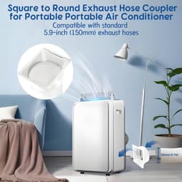 SnelShoppen - 150mm/5.9 Inch Universele Air Conditioner Afvoerslang Adapter - ABS Vierkant Naar Rond Koppelstuk - Ideaal Voor Mobiele Airco's — thumbnail 3