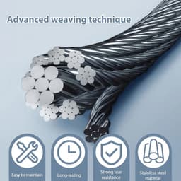 SnelShoppen - Rvs Draad Kabel 25 m 1 mm 7x7 Sterkte 304 Roestvrij Staal Kabel Voor Clothesline, Balkon, Tuin, Patio, DIY Projecten, Zonder Sheath — thumbnail 4