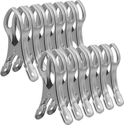 SnelShoppen - Rvs Strand Handdoek Klemmen 12 Stuks - Grote Kleding Knijpers - Windbestendige Metalen Klemmen voor Was, Strand, Badhanddoek, Tapijt - T — thumbnail 1