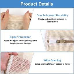 SnelShoppen - 3 Stuks Wasnet voor Wasmachine, Duurzame MESH Waszakken in 3 Maten, Beschermende Waszak met Rits voor Delicate Blouses, Sokken, Ondergoe — thumbnail 5