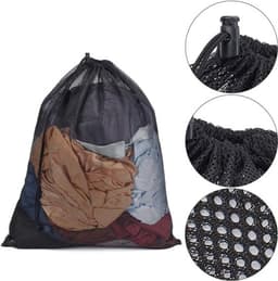- Waszakken - Trekkoord - Herbruikbaar - Zwart - Machine Wasbaar - Pouch Zak Case - Ondergoed Sokken Delicates - Thuis Reizen Hotel Benodigdheden - Geschikt voor - 2Pcs Mesh Waszakken 62x49cm. — thumbnail 3